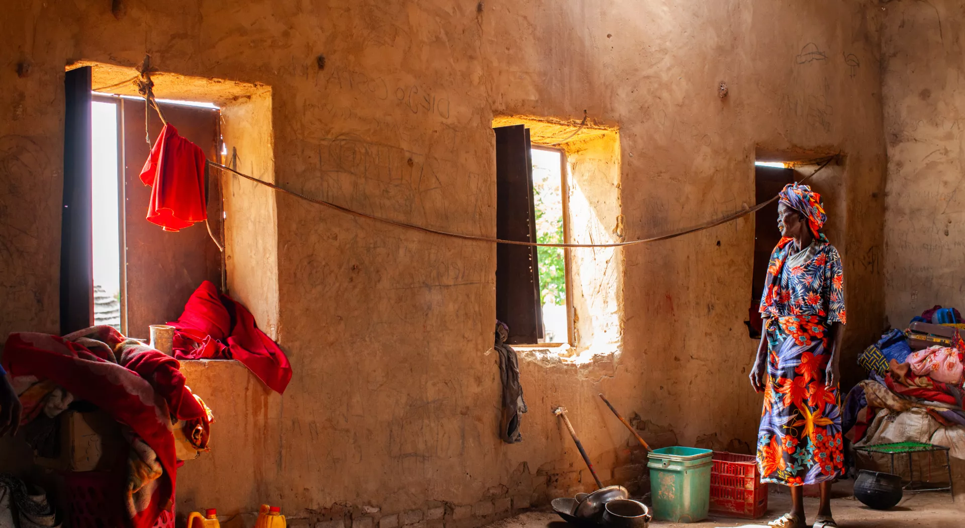 Abuk in her shelter