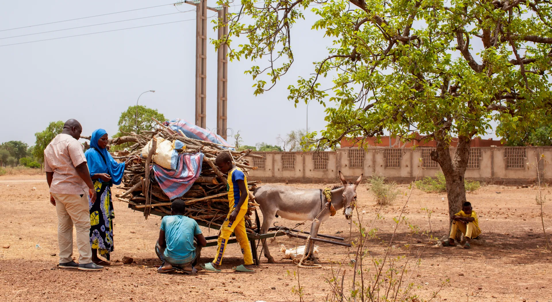 A family with a donkey in Burkina Faso