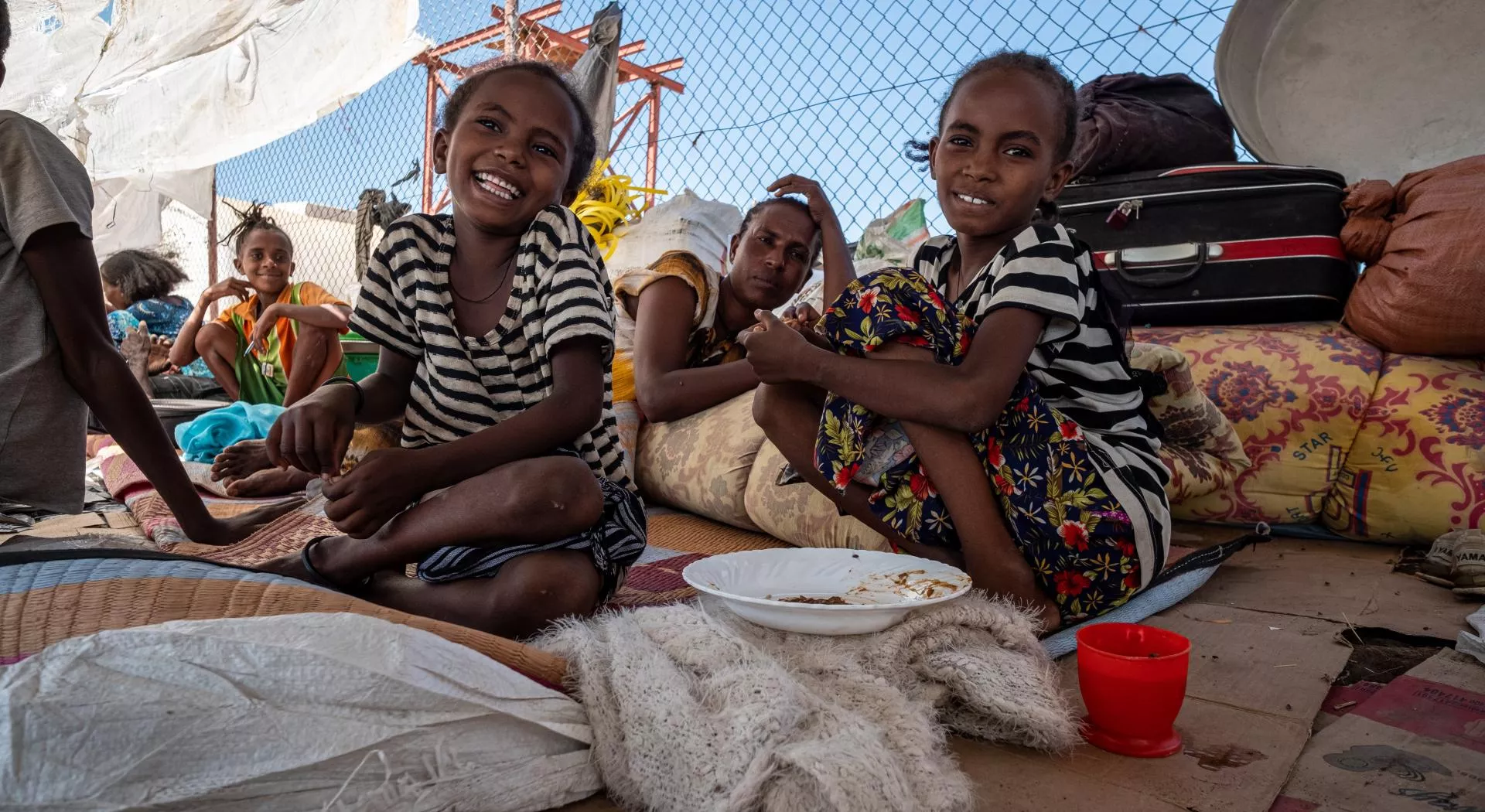 Children in a refugee settlement in Sudan