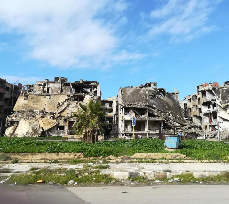 Ingestorte gebouwen in Syrië