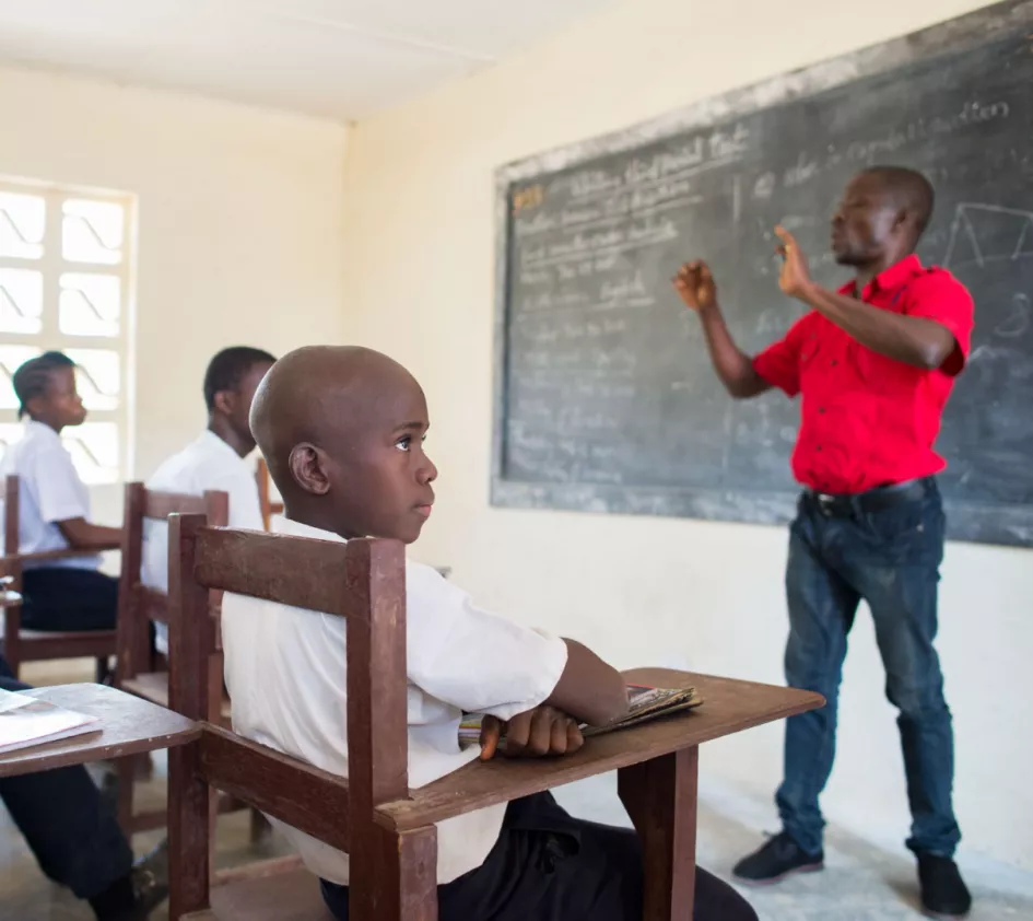 A child in school in Liberia