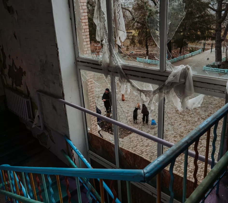 Kapotte ramen in Oekraïne