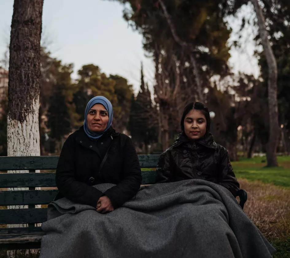 Joudi in het park in Aleppo