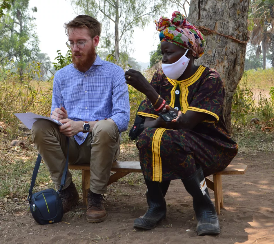 Joppe interviewing Josephine in Uganda
