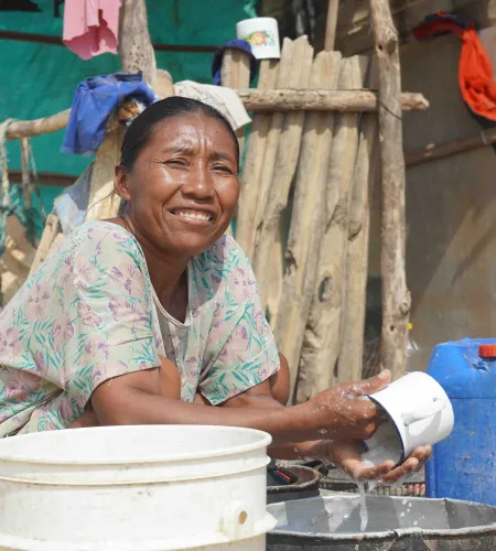Colombian woman with water