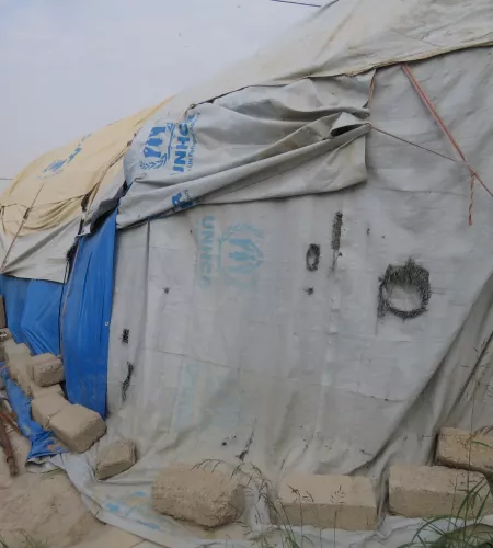 Leaking tent in Bardarash, Iraq
