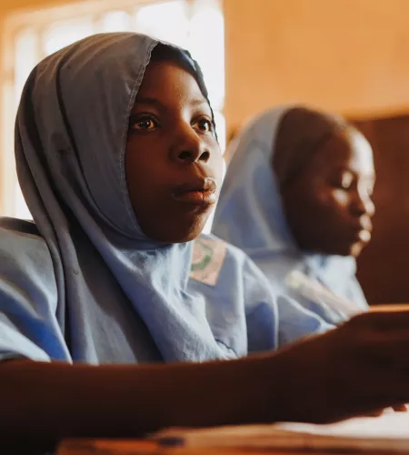 Meisjes in de les in Nigeria