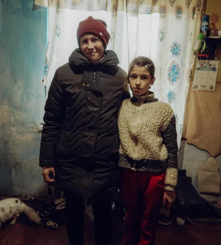 Mensen in de kou in Oekraïne