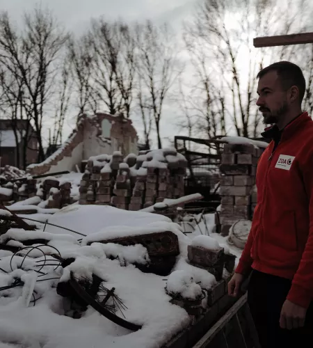 Damaged houses in Ukraine