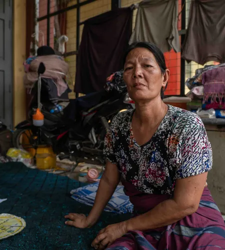 Daw Soe Soe at the monastery in Myanmar