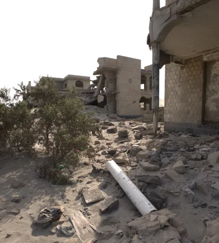 Houses are destroyed in Yemen