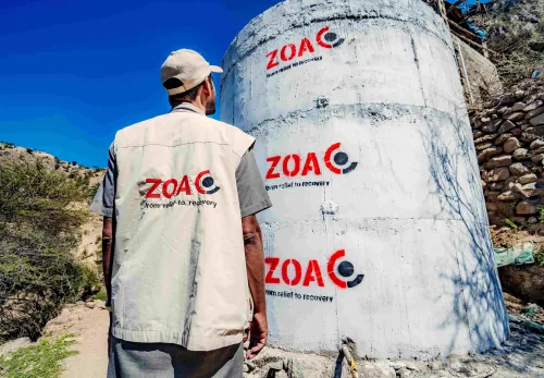 ZOA employee at a water point