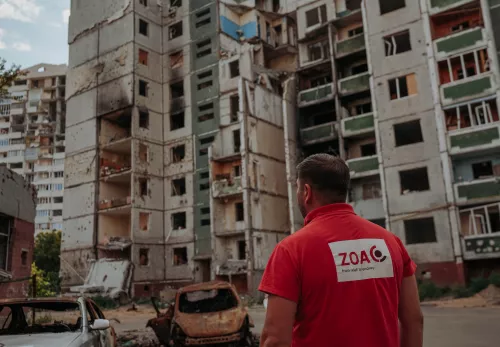 Damaged buildings in Ukraine